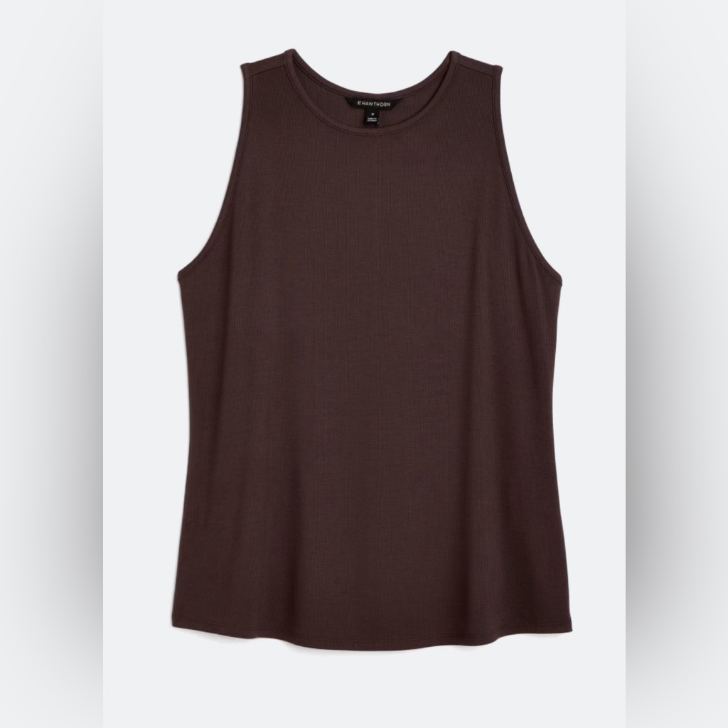 High Neck Ribbed Knit Tank Top
